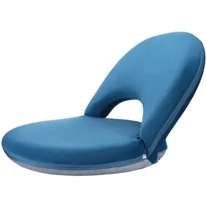 Nnewvante Floor Chair Adjustable Back Support Chair Foldable Meditation Seating Suede-Like Fabric Multiangle Cushioned  for Adults Kids Video-Gaming Reading Watching, Navy seats Chaise Sofa Lounge Breathable room furniture bedroom Portable Stain-Resistant
