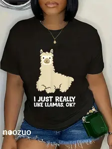 100% Cotton Llama Lover I Just Really Like Llamas, OK Funny Llama T-Shirt