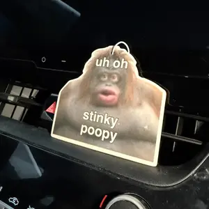 Funny Graffiti Monkey Car Air Freshener, Large Vent Mirror Holder, Long-Lasting Odor Removal, Humorous Car Decor, Model Xinghao Yx111