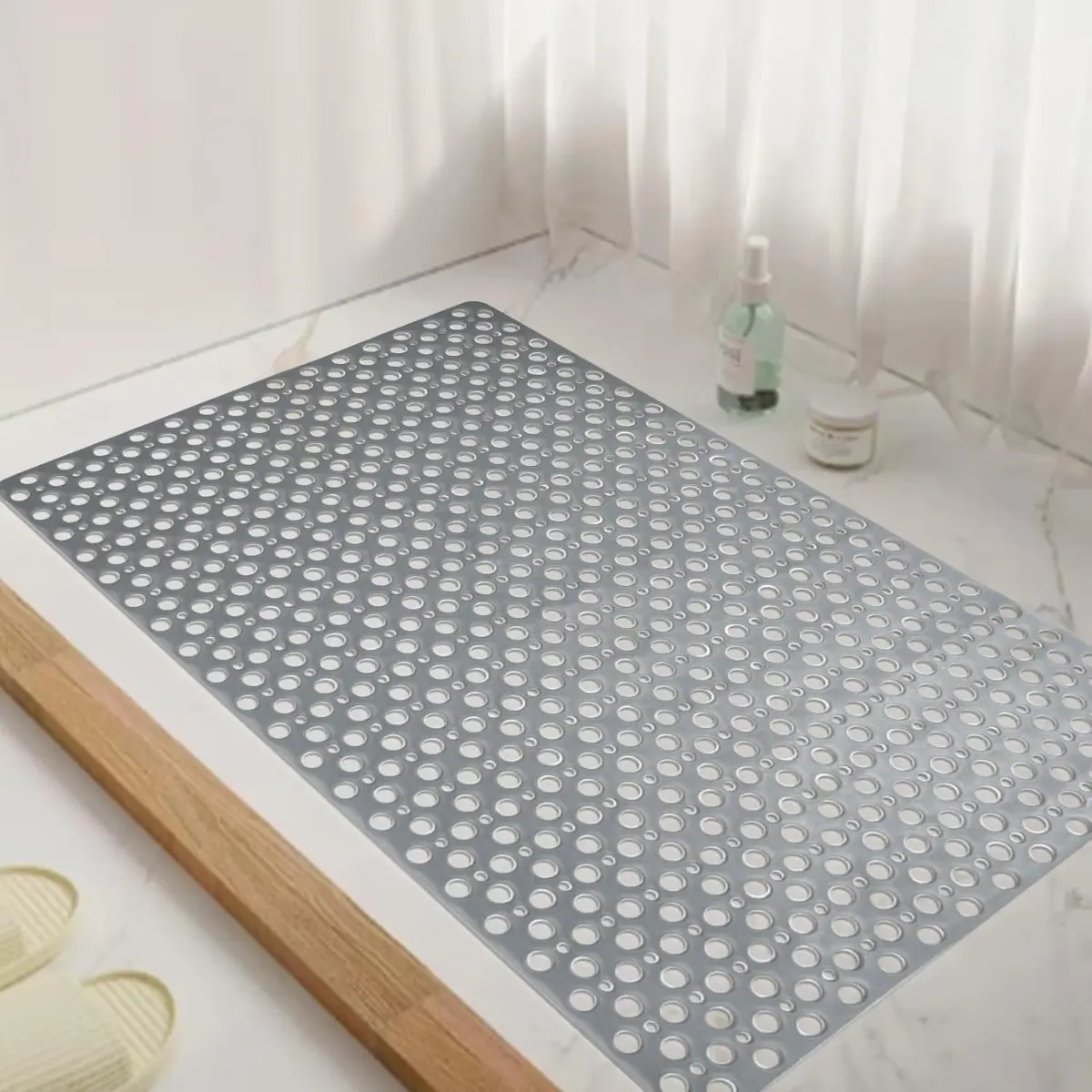 Non Slip Shower Mat Extra Large Bath Tub Mat with Strong Suction Cups and Drain Holes Waterproof Anti Skid Bathroom Floor Mat for Indoor Outdoor Use