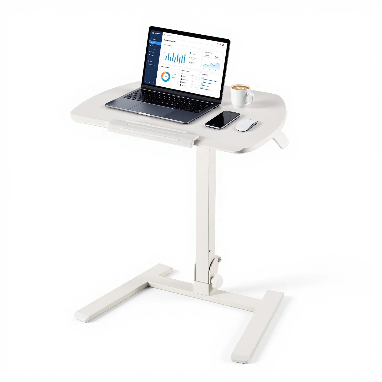 VEVOR Standing Desk, Adjustable Height Mobile Stand Up Desk with Tilting Desktop, 25.6 x 19 in Small Computer Sit Stand Workstation, 33 lbs Capacity, Pneumatic Lift for Home Office, Fully Assembled