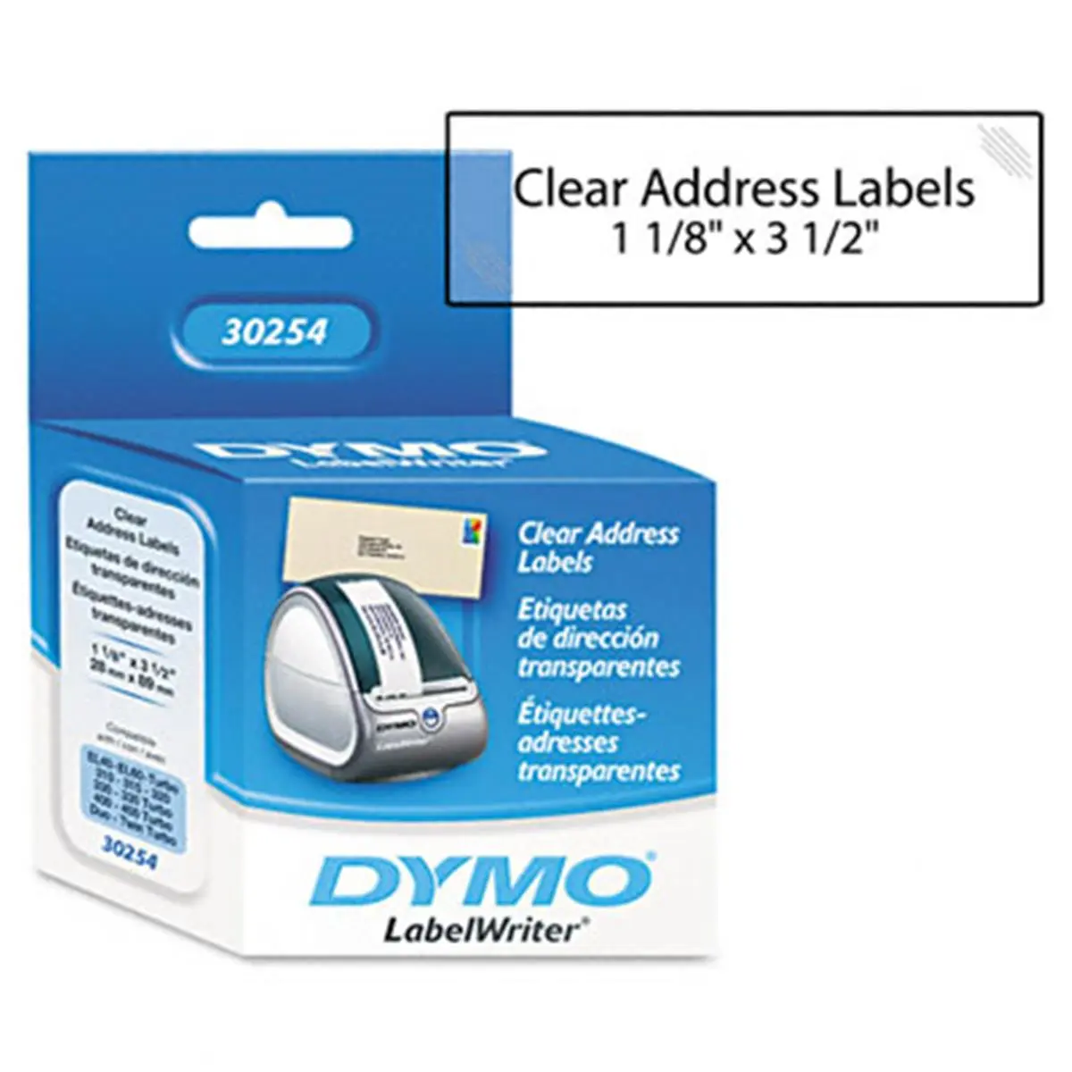 Dymo LabelWriter Lavender Self-Stick Adhesive Labels & Stickers, 1.125"x3.5" Clear, Direct Thermal Printing for All LabelWriter Printers, 130 Labels/Box, for Business & Personal Use