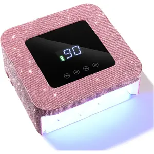 Cordless UV LED Nail Lamp for Gel Nails, Rechargeable UV Light, Professional Nail Dryer with 4 Timers, Automatic Sensor and Sensitive Mode for Fast Curing for Gifts for Women, Pink Diamond