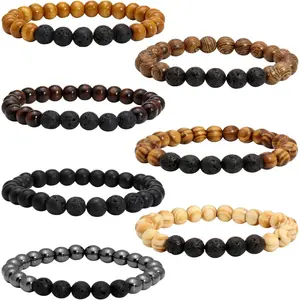 7 count Lava Rock Stone Beads Essential Oil Diffuser Bracelet for Men Women  Beads Bracelet