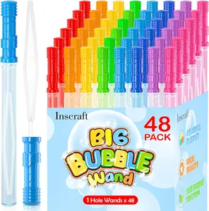 48 Pack 14’’ Big Bubble Wands, 8 Colors Bulk for Summer Toy,/Indoor Activity Use, Easter, Birthday, Graduation, Shower, Favors Supplies for Kids