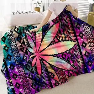 Marijuana Leaf Pattern Blanket, Soft Warm Throw Blanket, Air-conditioned Room Blanket, Warm Nap Blanket for Home Office Travel