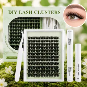 Lash Clusters Kit D Curl – Wispy Fluffy Lightweight Extensions 10-18mm | Waterproof DIY Set with Dual-End Bond & Seal, Remover, Tweezers & Brush | Long-Lasting Easy Apply Coquette Soft Girl Doll Eye | Daily Party Wedding Festival Women Beginners