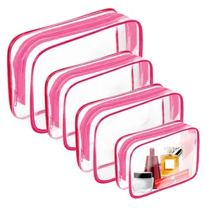 Clear Makeup Bag – TSA Approved Toiletry Bag, Portable Travel Zipper Pouch, PVC Cosmetic Organizer – Airport Compliant for Liquids, Gels – Perfect for Carry On, Gym, Daily Use