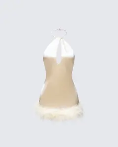 Savannah Yellow Feather Mini Dress