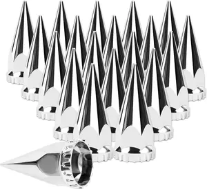 33mm x 4 3/4" Chromed Spike Lug Nuts Covers Thread-On,ABS Chrome Plastic Caps Pointed Screw On Lug Nut Cover for Semi Trucks,  truck accessories