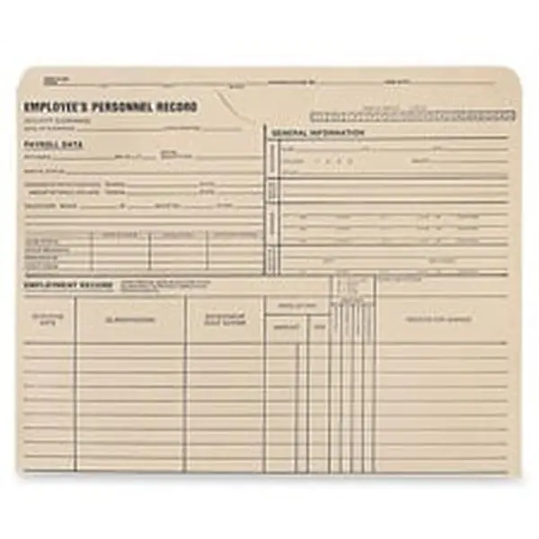 Quality Park Products Personnel Record Jacket - Flat Expandable, 9.50in x 11.75in, 11 Point Quality Tag, Black Ink Front & Back, Employee Record Keeping, Payroll Data, Printed Standard Form