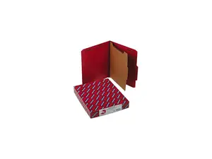 Smead 13731 Pressboard Classification Folders, Letter, Four-Section, Bright Red, 10/Box