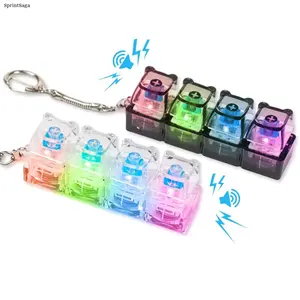 Bear Keycap Fidget Toy with LED Light, Clicker Keyboard Keychain for Stress Relief, Cute Desk Fidget for Anxiety, Mini Clicky Toy for Adults, Work, Study & On-the-Go Fun