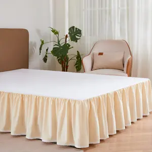 Solid Color Ruffle Trim Bed Skirt, 1 Count Soft Breathable Bed Skirt, Bedding Supplies for Home Bedroom Hotel Dormitory