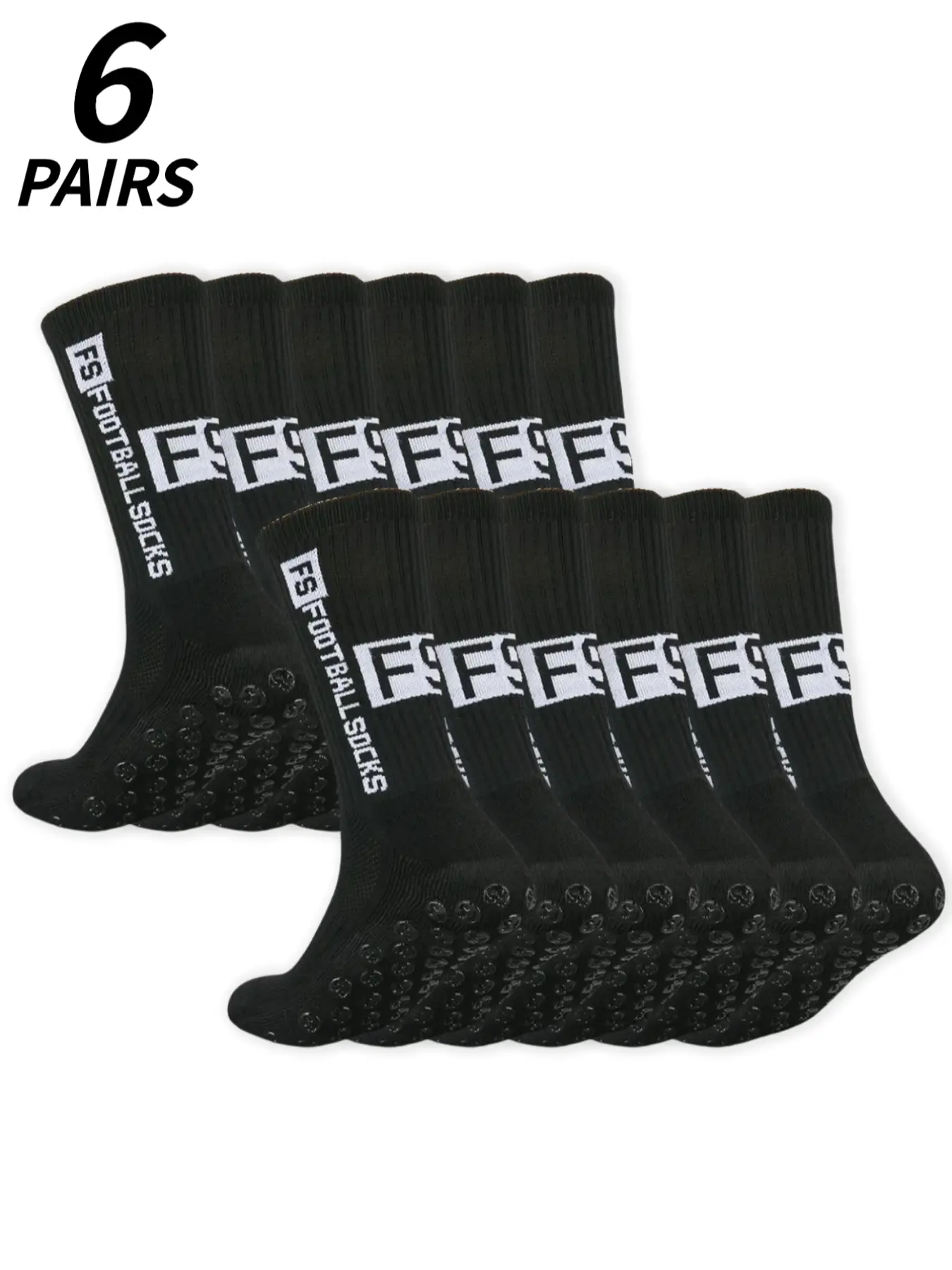 6 pairs of sports socks, unisex, non-slip, for soccer, basketball, baseball, rugby, soccer, cycling, running, hiking, tennis, skateboarding, towel sole shockproof, professional sports socks, Grip Soccer Socks, All Season Socks