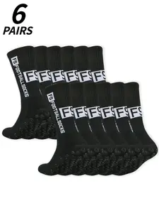 6 pairs of sports socks, unisex, non-slip, for soccer, basketball, baseball, rugby, soccer, cycling, running, hiking, tennis, skateboarding, towel sole shockproof, professional sports socks, Sports Fit Socks