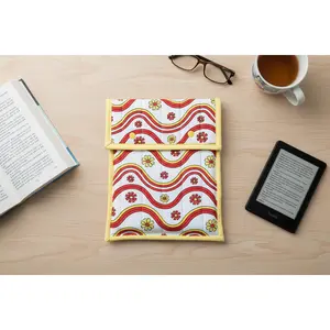 Quilted Tablet Sleeve or Book Sleeve Snap Closure - Retro Boho Collection - Book Cozy - Handmade - Several Designs Available