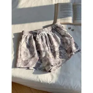 Women's summer casual loose solid color drawstring sports shorts, made of comfortable and lightweight knitted fabric, suitable for daily wearRAIMENTRY