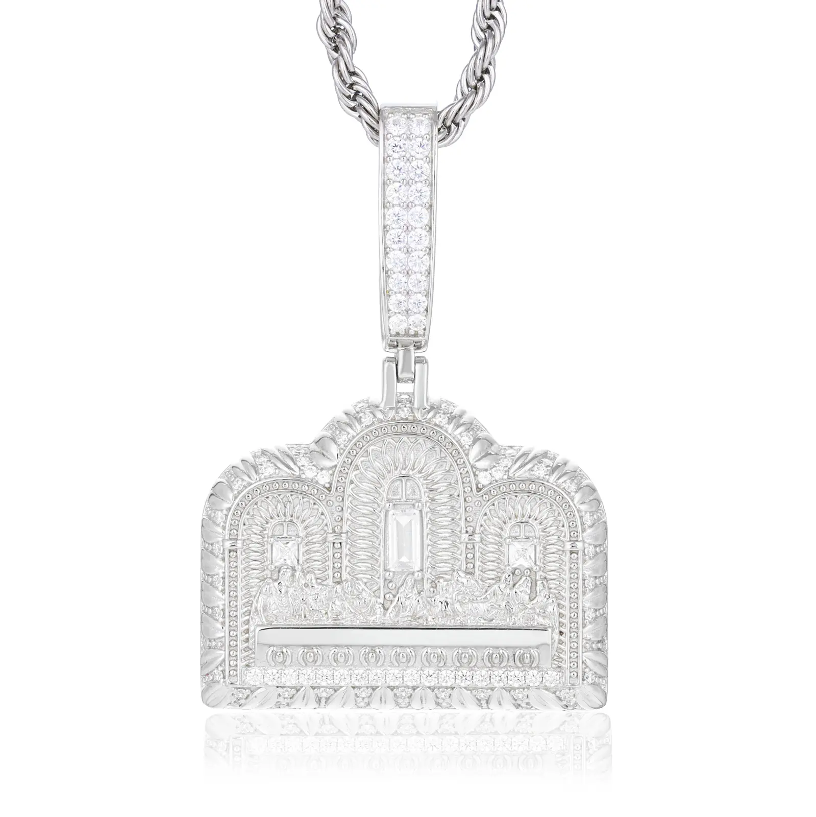 UCCIYO Last Supper Pendant P907 UCCIYO 18k Gold-Plated Lab-Created Moissanite S925 Sterling Silver Moissanite Pendant Necklace For Women Men Hip Hop Jewelry Gift【#P907】
