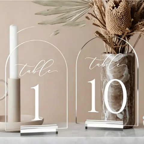 Acrylic Transparent Arch Wedding Table Number, Seat Card with Stand, 5x7 Inch Wedding Decorative Sign for Event Decoration, Universal Setting, Modern Home Decoration, Home Decor Products, Decoration Items
