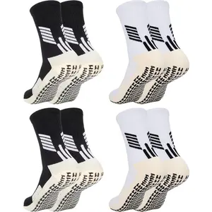 Pack Of 4 Pack Men's Anti-Slip Football/Soccer Training Socks - Breathable Athletic Socks with Arch & Non-Slip Grip,Ideal for Football, Basketball, Running, Hiking, Gym