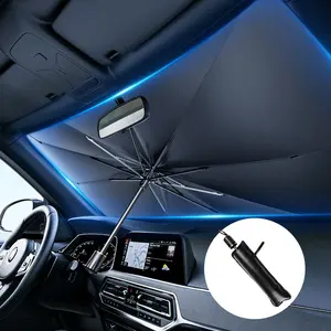 Front Windshield Car Sun Shade Umbrella, Foldable 10-Rib UPF 50+ UV Block Cover with Titanium Silver Coating, for SUV, Sedan, Truck, Vehicle Interior Protection & Coolness Sunshade Anti-UV