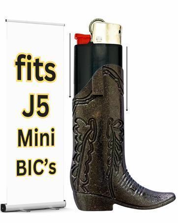 Cowboy Boot Lighter Case. Cow Boy Boot Lighter Holder Sleeve for J5 and J6 BIC Lighters. | Lighters NOT Included