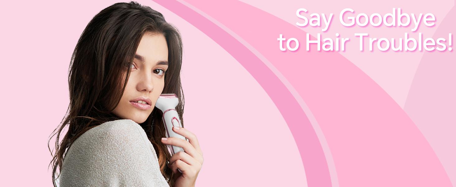 Bikini Trimmer and Shaver Kit for Women - 2-in-1 Wet/Dry Electric Body Hair Trimmer Facial Hair Removal Cordless Waterproof Bikini Shaver Razor for Face Lip Chin Underarm Legs