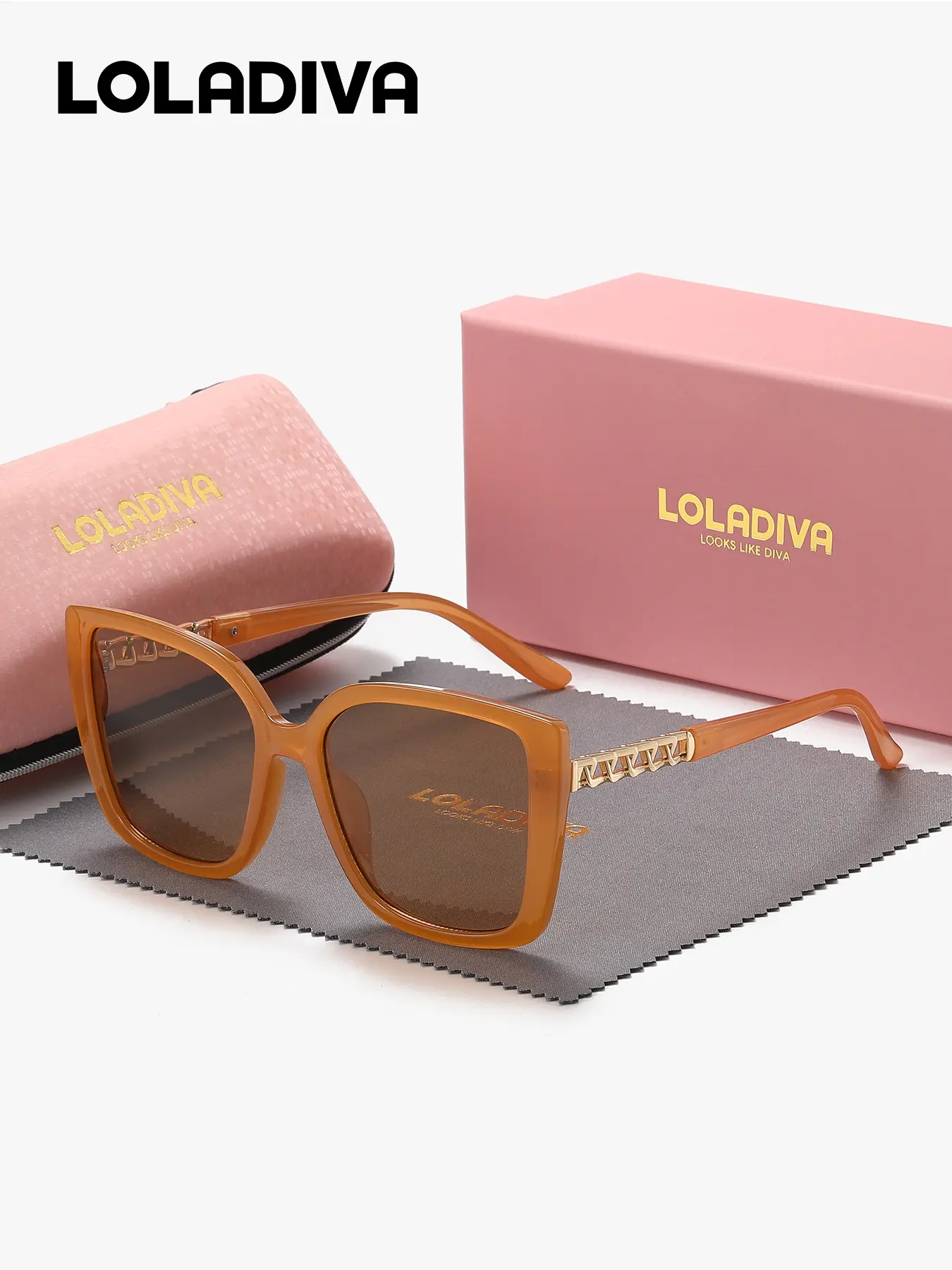 LolaDiva 1 Piece Unisex Square Trendy Modern Sunglasses HD Full Frame Fashionable Sunglasses UV400 Cute frames boosting approachability Trendy Styling Sunglasses
