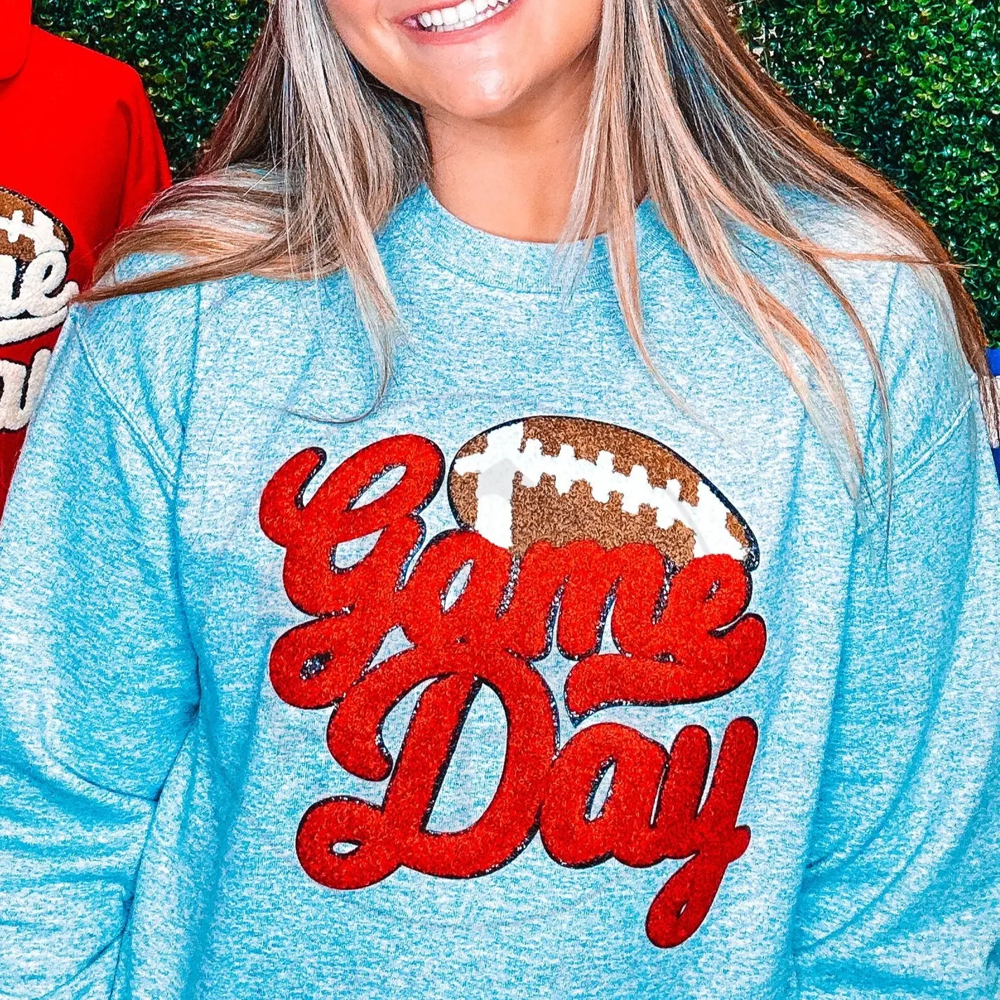 Red Game Day Football Chenille Patch