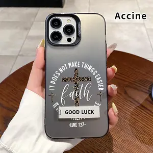 Leopard Faith Pattern Stand Case for iPhone 16 15 14 Pro Max 13 12 11 XR E XS Plus Shockproof Anti-Scratch Durable PC Back Protective Cover