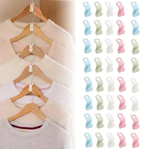 40 PCS Hanger Connector Hooks, Hangers Space Saving, Hanger Clips for Plastic Hangers Cascading Hanger Hooks Plastic Extender Hooks for Closet Organizer
