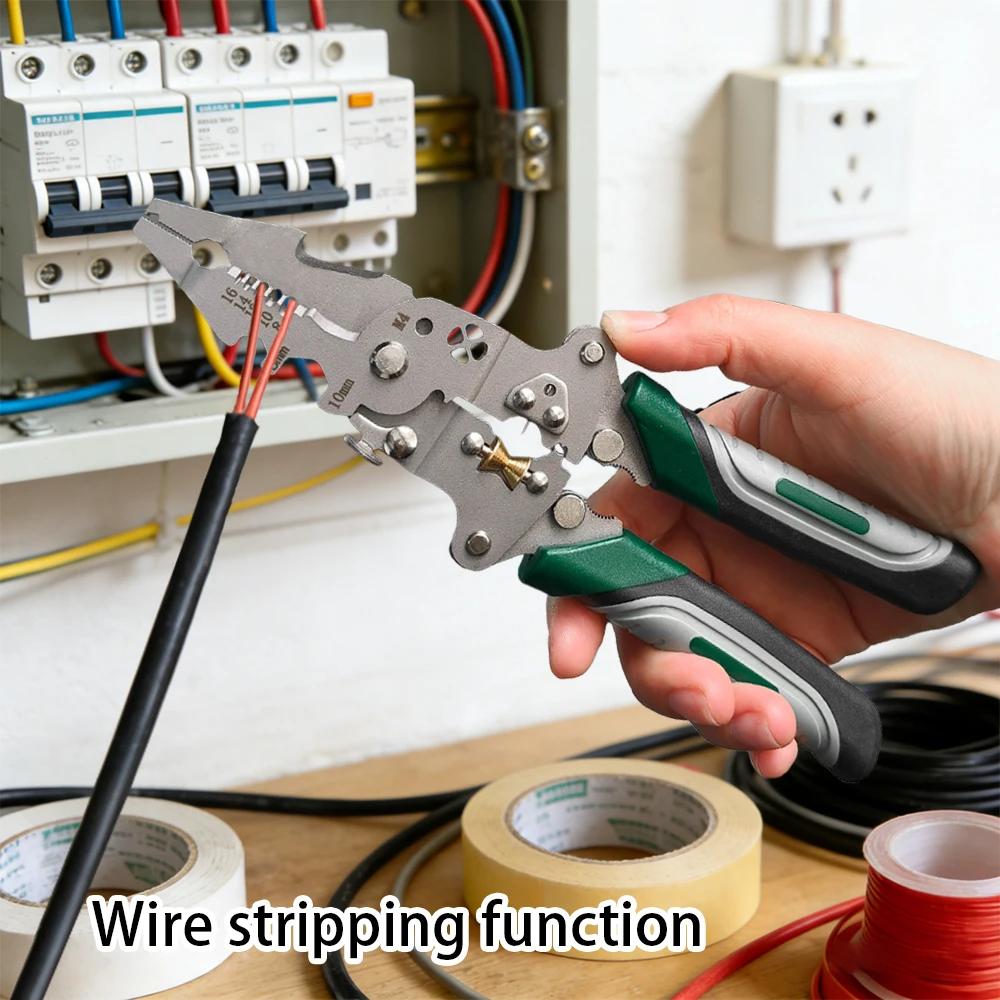 Multi-function Foldable Wire Stripper Pliers | Electrician Wire Splitter & Winding Tool with Pulley Design | Crimping, Cutting, Twisting Hand Tool for DIY Home Automotive