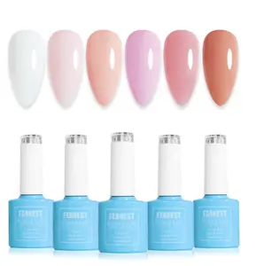 FZANEST Hema Free Rubber Base Builder Gel Set, Jelly Nude Pink Milky White Color Gel Polish Strengthener Builder Extension Nail Gel Soak Off UV LED Nail Kit Manicure Gift Cosmetic Cutics