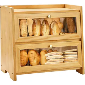 Bread Box For Kitchen Countertop, Corner Breadbox, Bread Boxes for Kitchen Counter Organizer Decor Storage, Wooden Storage Box Breadbox, Housewarming Birthday Wedding Christmas Gift