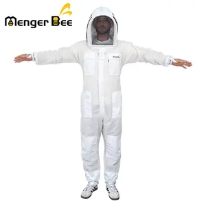 Mengerbee 3 Layer Ventilated Beekeeper Suit with Veil Gloves for Safe and Comfortable Beekeeping