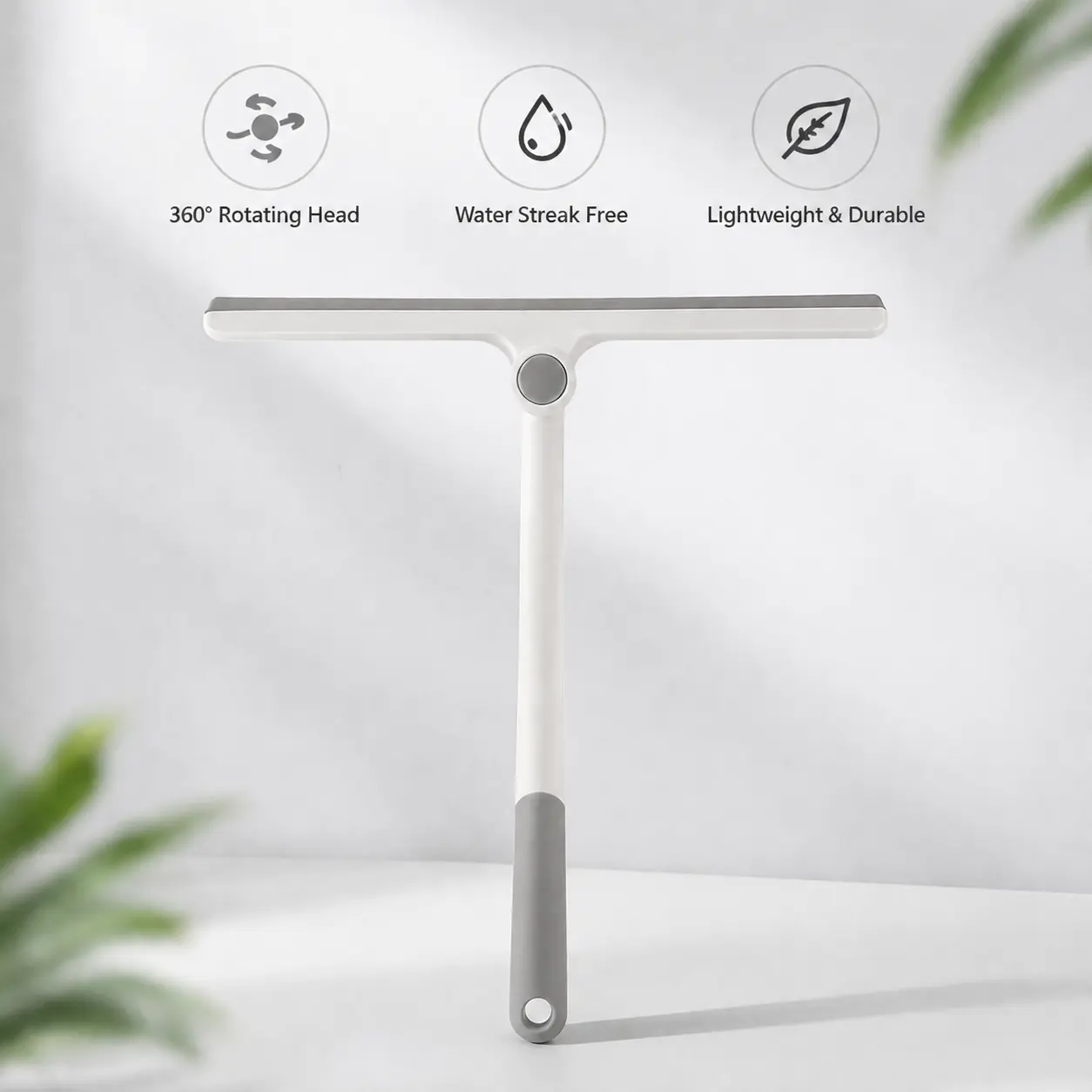 1 Count 360 Degree Rotatable Glass Squeegee, Non-slip Handle for Window Mirror Countertop Tile Household Surface Water Cleaning