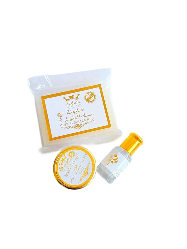 Musc Al Tahara Kit - Original - Alcohol-Free Concentrated Perfume Oil, Perfumed Cream, & Soap Set - Pure White Musk Scent - Ideal for Hygiene & Spiritual Purposes