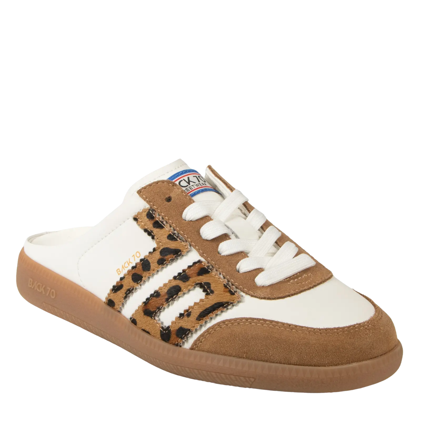 Back 70: EASTER in WHITE LEOPARD Backless Sneakers