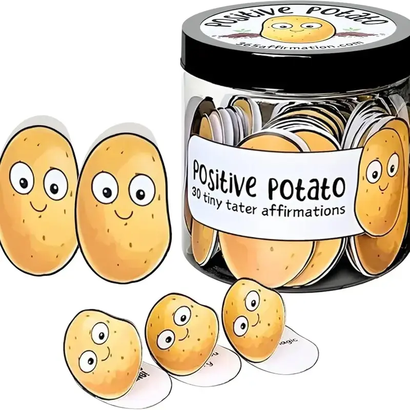 Gift Jar Set with Positive Potato Pickles Decorations, Includes 30/60 Confidence Boosting Anxiety Relief Cards, Outdoor Lawn Decoration, Party Gifts, Gift Sets