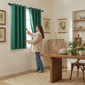 2 panel curtain set 52x63 inches of fully opaque solid color circle-patterned curtains, 100% light-blocking, thick, wrinkle-free, and with a high-end feel.Blackout Privacy Grommet Curtains Set,cortinas para salas，curtains for bedroom， L69