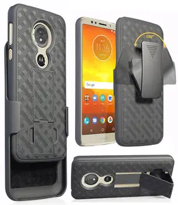 Case with Clip for Moto E5, Nakedcellphone Black Kickstand Cover + Belt Hip Holster for Motorola Moto E5