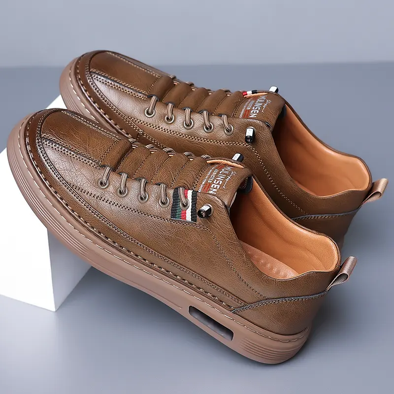 Men's Business Casual Leather Sneakers| Waterproof PU Upper & Non-Slip PVC Sole| Professional Office Shoes for Men & Daily Commute| Lightweight & Wear-Resistant Closed
