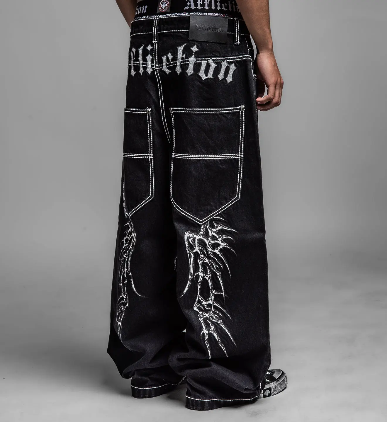 Affliction Men's Denim Jeans Extra Wide Skeleton Wings Affliction Men's Denim Jeans Extra Wide Skeleton Wings