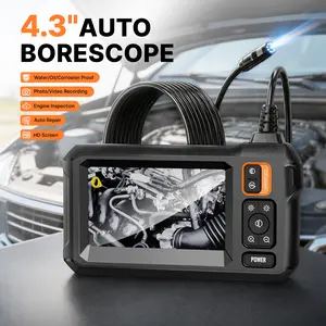 Car Repair Endoscope Inspection Camera, 4.3" HD Screen Automotive Borescope with 16.5FT Semi-Rigid Cable, 8 LED Lights for Engine Bay Diagnostics & Auto Repair