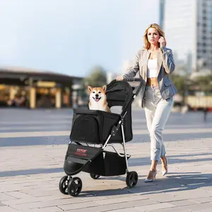 Foldable 3-Wheel Dog Stroller 🐶 | With Brake | Travel & Camping | Up to 35 lbs