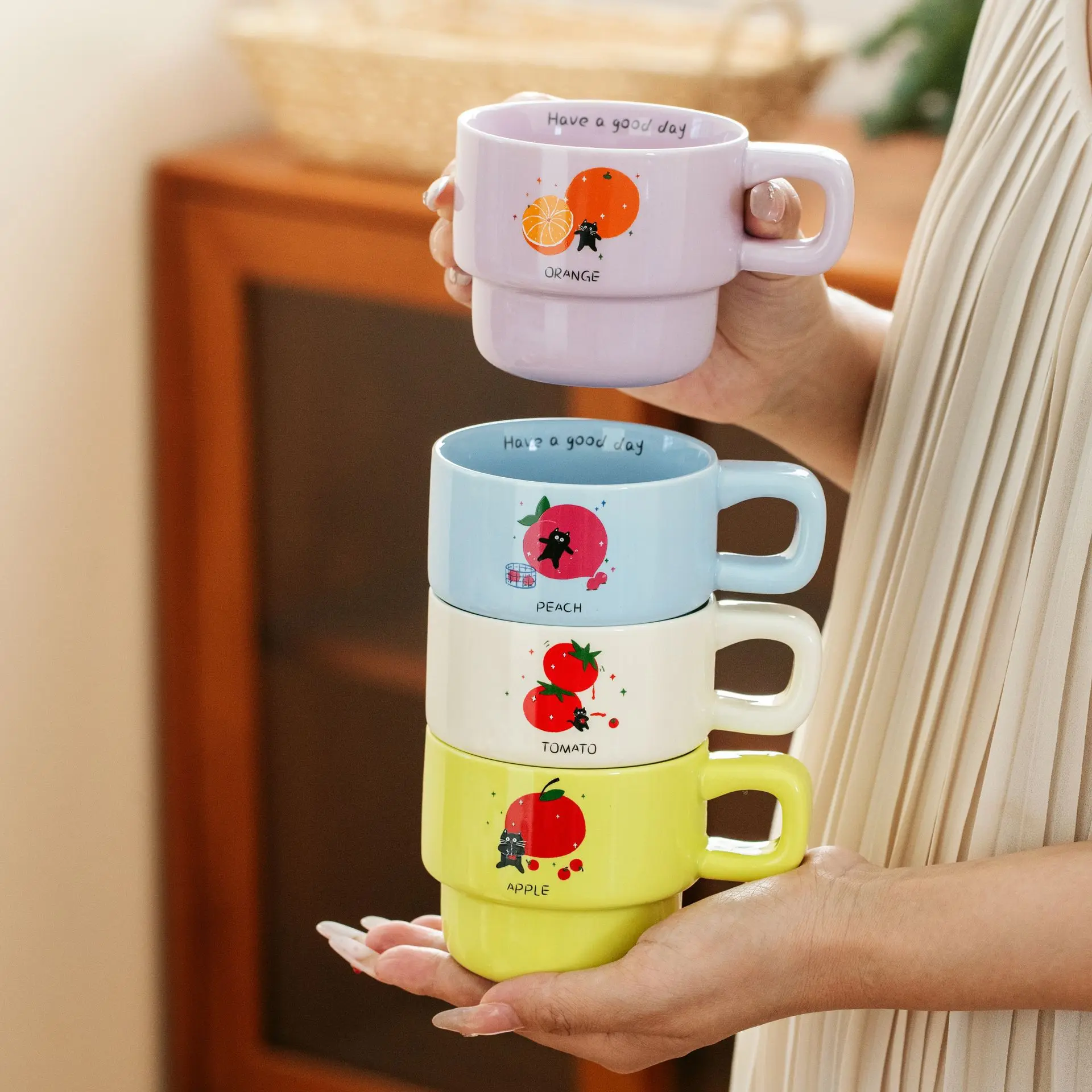 Summer Fruit Ceramic Stacking Cup