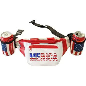 HandinHandCreations USA Merica Beverage Belt Fanny Pack Holster All American Classic Costume 4th of July