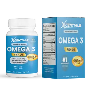 Xcentials Omega 3 Fish Oil - 60 Softgels, Supports Heart Brain & Joint Health, Promotes Wellness & Cognitive Function, Essential Fatty Acids