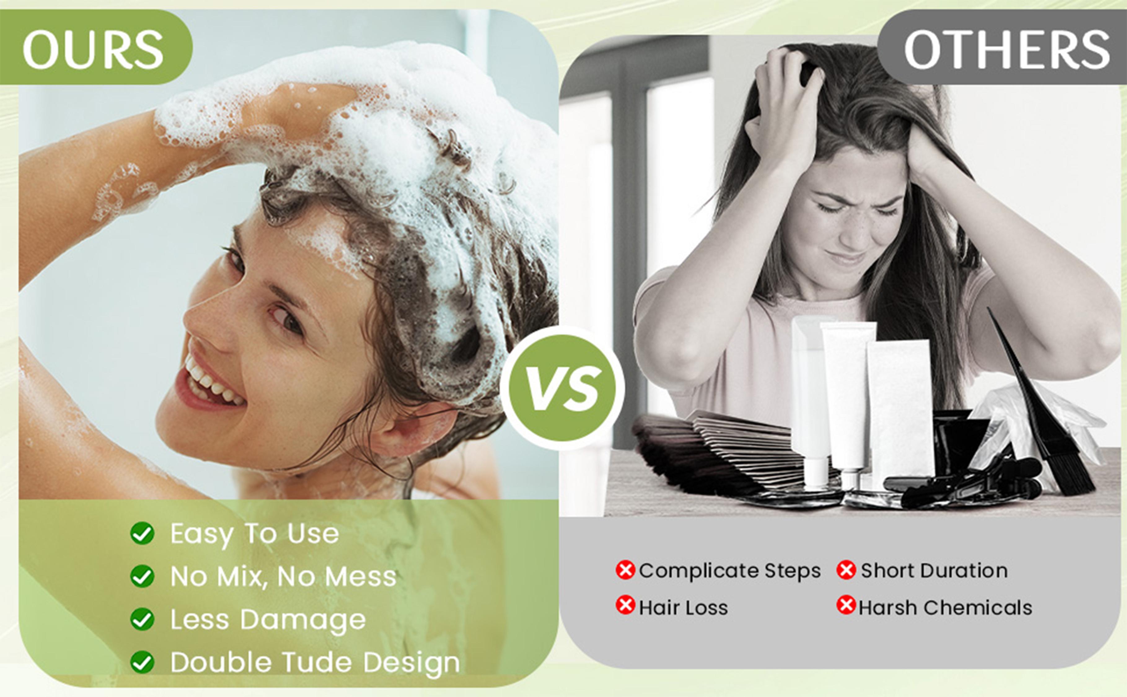 Blonde Brown Hair Dye Shampoo 3-in-1 for Women & Men, Semi-Permanent Hair Color Shampoo for Gray Coverage, Long-Lasting Natural Color in Minutes, Safe Herbal Gentle Formula, Easy At-Home Use, Shampoo Para Pintar El Cabello, 16.9 Fl Oz / 500ml